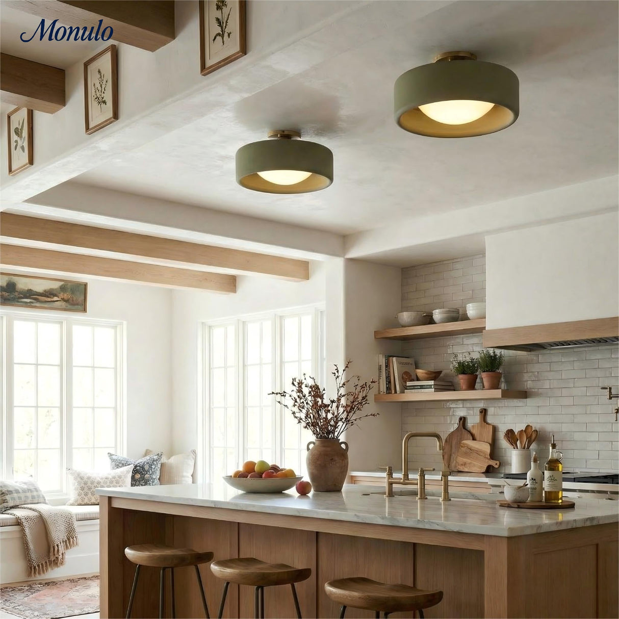 Cerova Scandinavian Porcelain Flush Mount Ceiling Light for Kitchens
