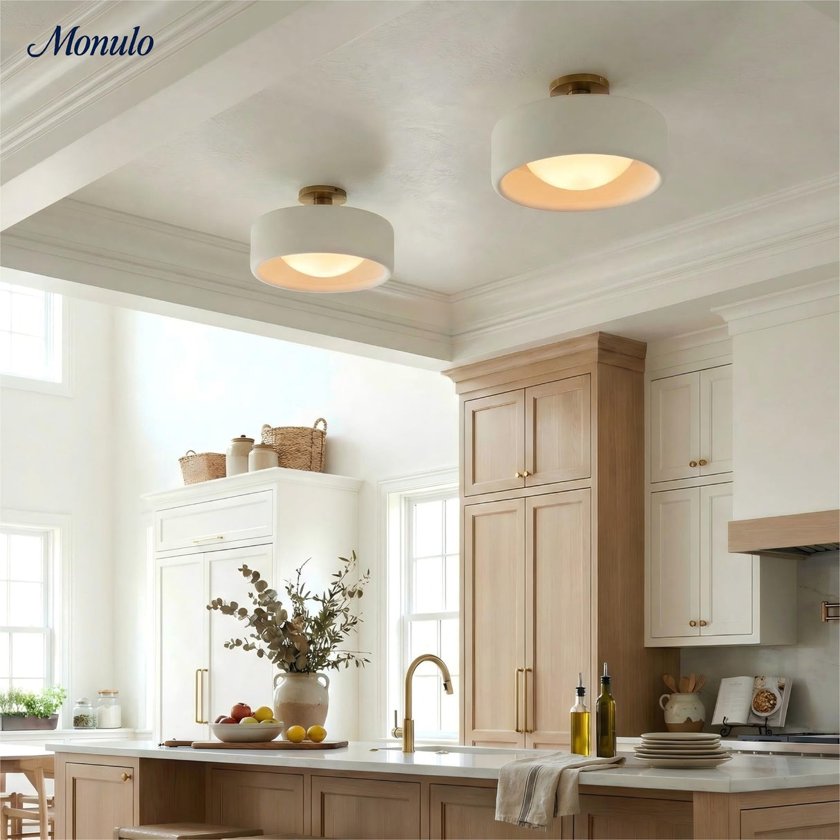 Cerova Scandinavian Porcelain Flush Mount Ceiling Light for Kitchens