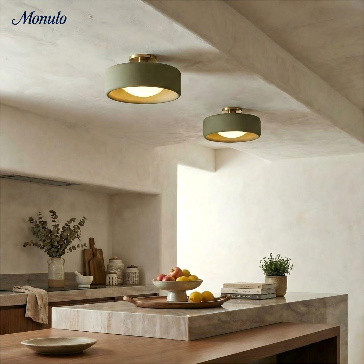 Cerova Scandinavian Porcelain Flush Mount Ceiling Light for Kitchens