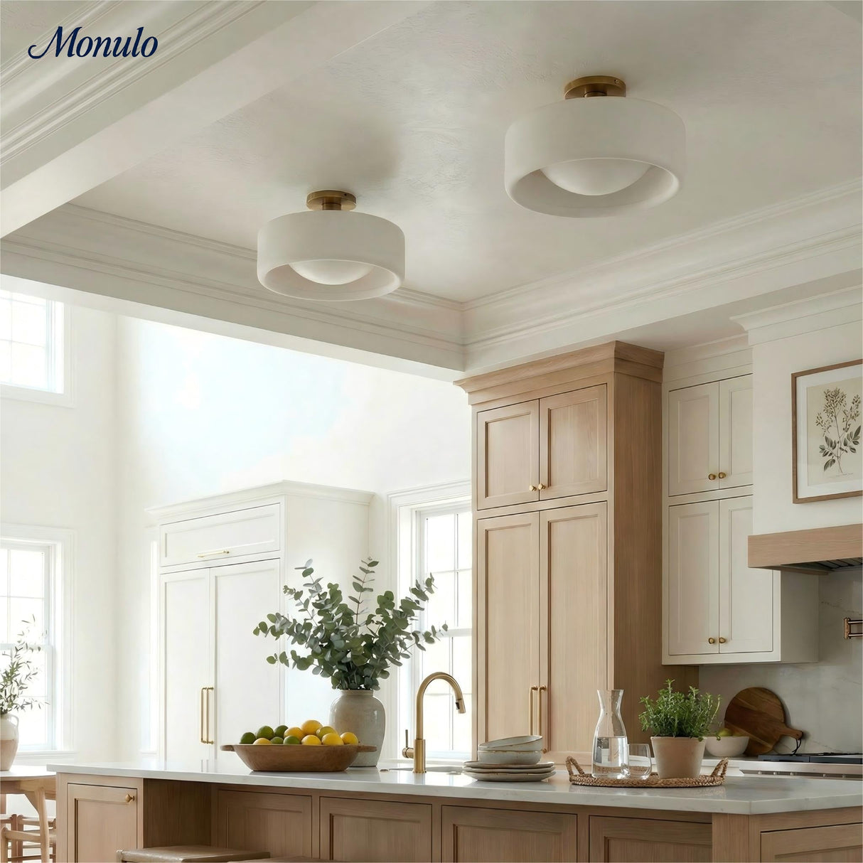 Cerova Scandinavian Porcelain Flush Mount Ceiling Light for Kitchens