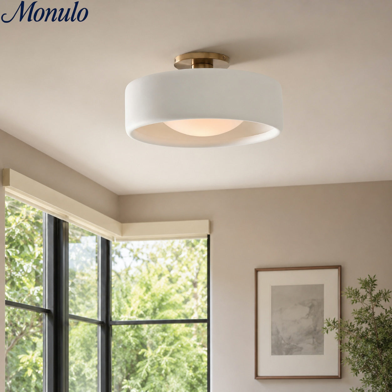 Cerova Scandinavian Porcelain Flush Mount Ceiling Light for Kitchens