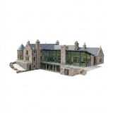 Luxury Scottish estate house on white background